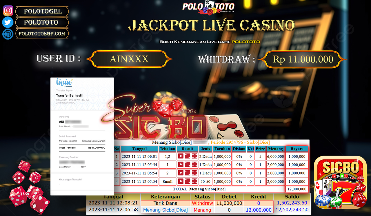 BUKTI PEMBAYARAN JACKPOT DIPOLOTOTO DIBAYAR LUNAS!!!