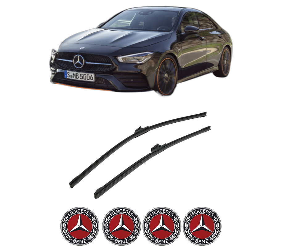 Set stergatoare auto MERCEDES-BENZ CLA (C118) din 2019-2023, pentru parbriz auto, 2 bucati, Bosch Aerotwin, din cauciuc siliconat rezistent, 4 Stickere Auto MERCEDES-BENZ