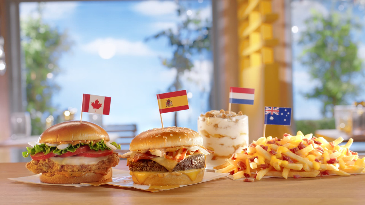 Display of international McDonald's menu items.