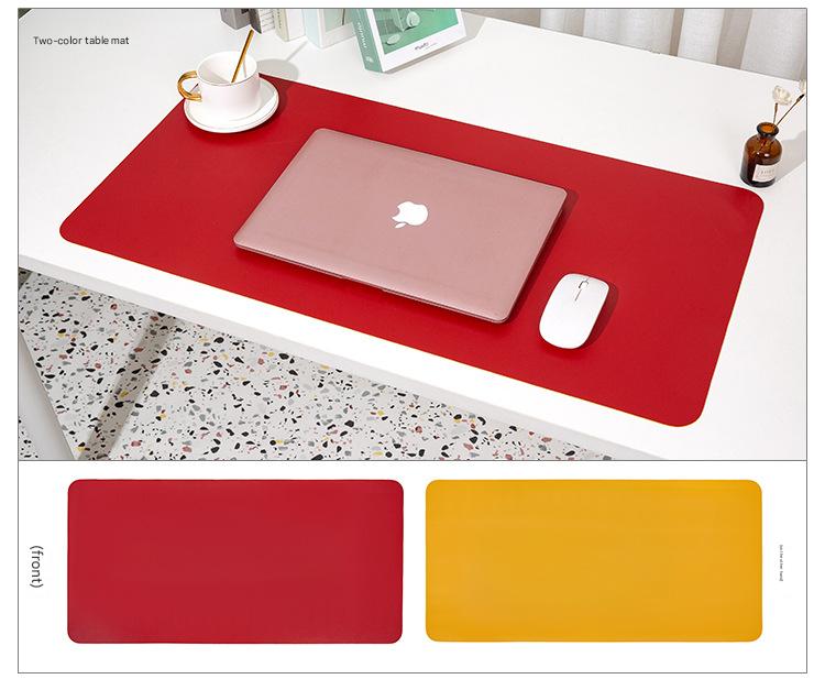2 PCS Wine red/yellow Extra-Large Leather Table Mat for Study & Work
