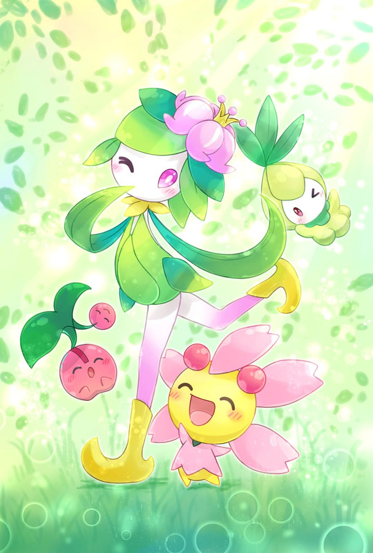 petilil-cherubi-cherrim-cherrim-and-hisu