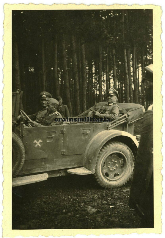 Orig. Foto 216.ID General von Hartmann Kübelwagen Wappen am Grenze Polen Russland