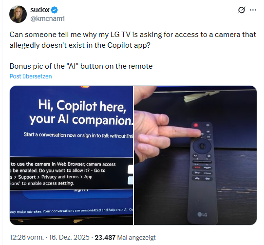 Copilot fragt nach Kamera