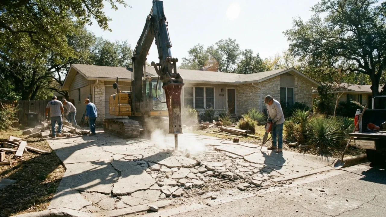 Old concrete driveway removal and replacement San Antonio
