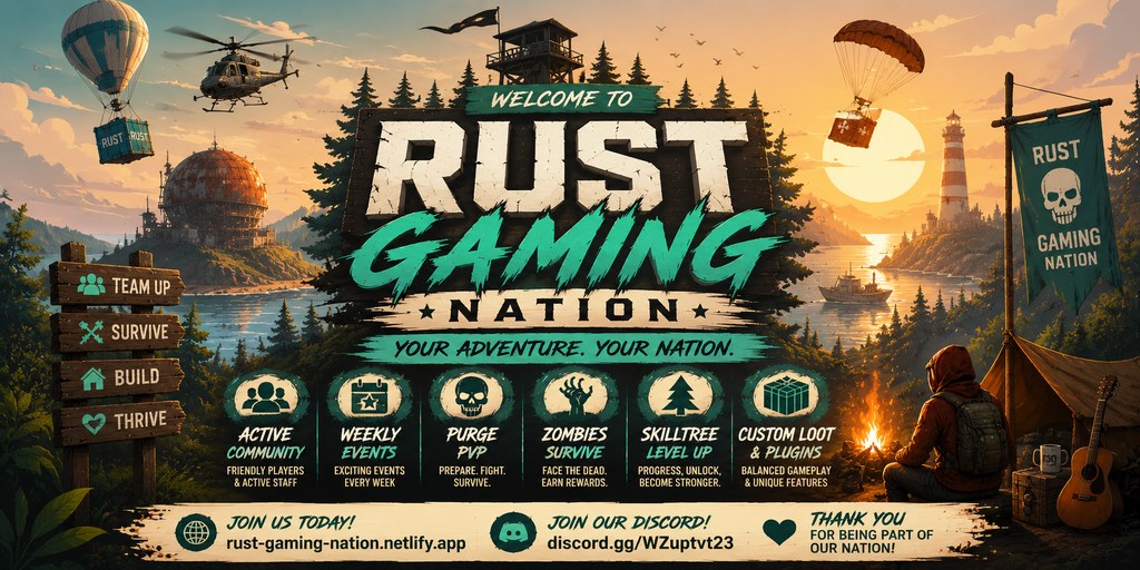 RustGamingNation 50x PvE [Events|Purge|Zombies|SkillTree] image