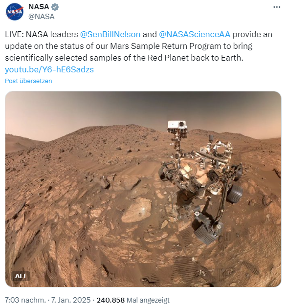 NASA-Pläne für Mars-Proben-Rückholung NASA-Pläne für Mars-Proben-Rückholung