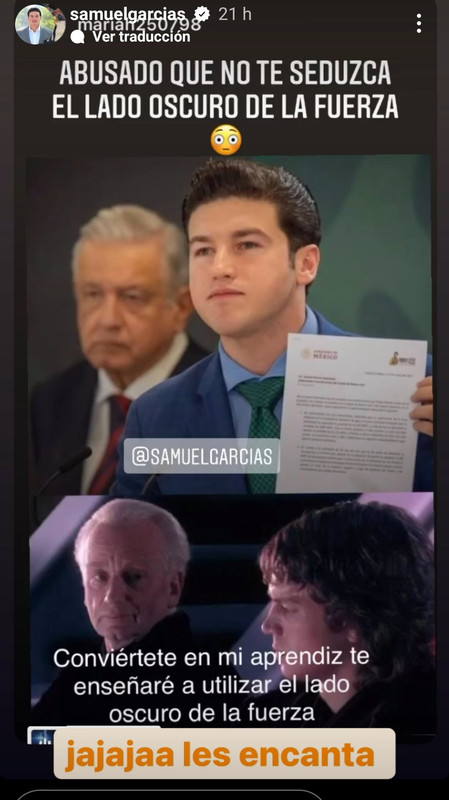 “Que no te seduzca” advierten a Samuel Garcia Sepulveda tras meme