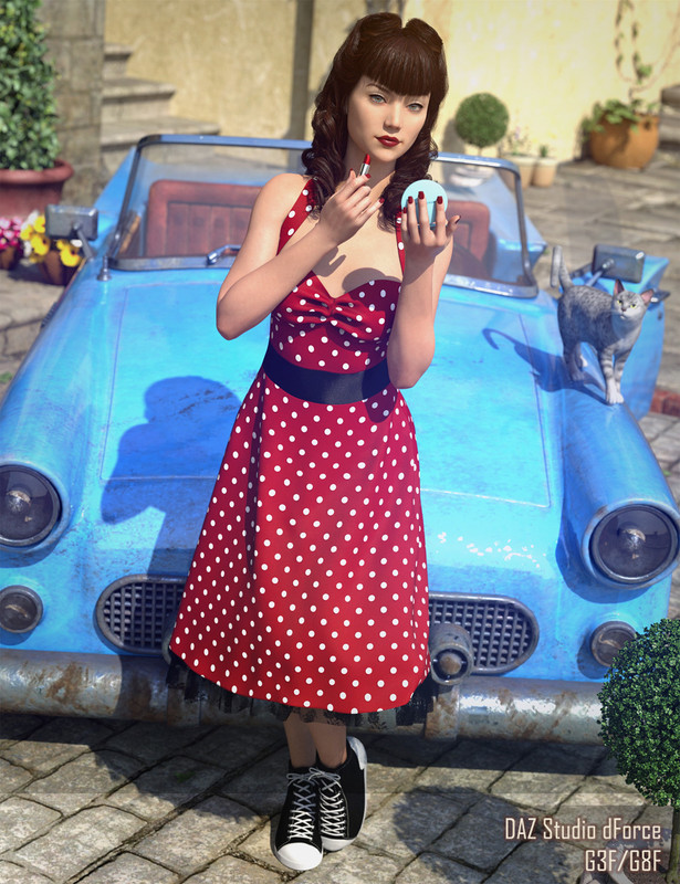 FRQ dForce: Rockabilly Dress for G3F and G8F