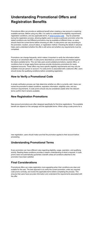 Understanding Today s Available Promotional Deals