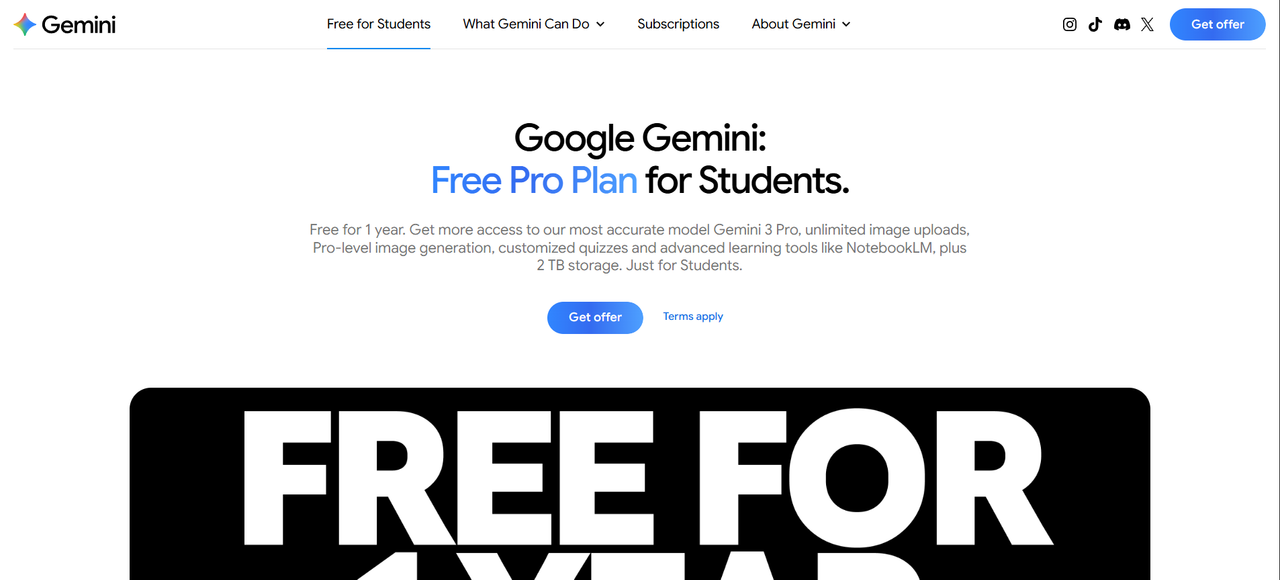 Google Gemini / Google AI Pro student offer