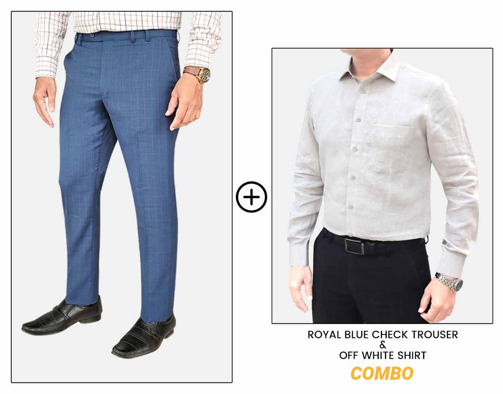 Off White Linen Shirt & 874 Royal Blue CK Combo Offer