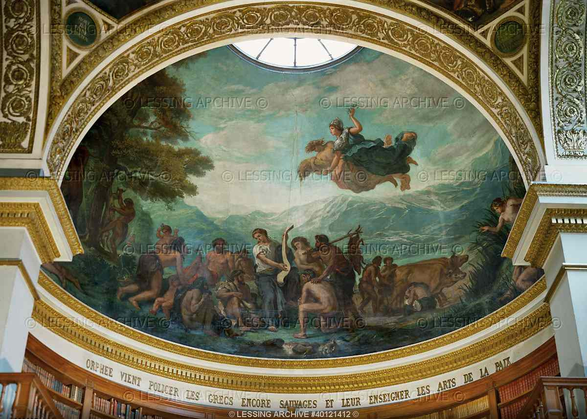 Cupola in the Assemblee nationale Paris Orpheus Comes to Civilize the Savage Greeks and to Teach