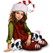 christmas_elf_girl_with_boston_terrier_puppy 23