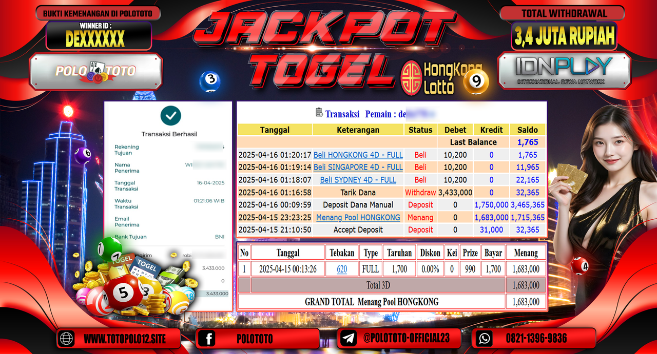 POLOTOTO JACKPOT TOGEL POOL HONGKONG Rp.3.433.000,-