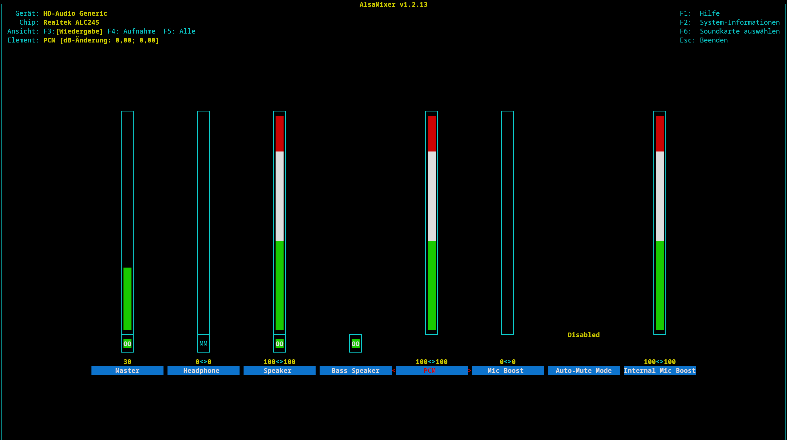 Alsamixer screenshot