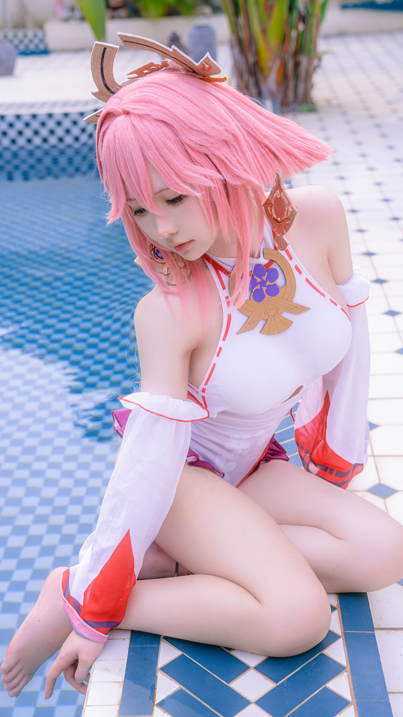 樱梨梨 八重神子 泳装 Cosplay 写真合集｜原神角色高清图集（29P｜429MB）插图1