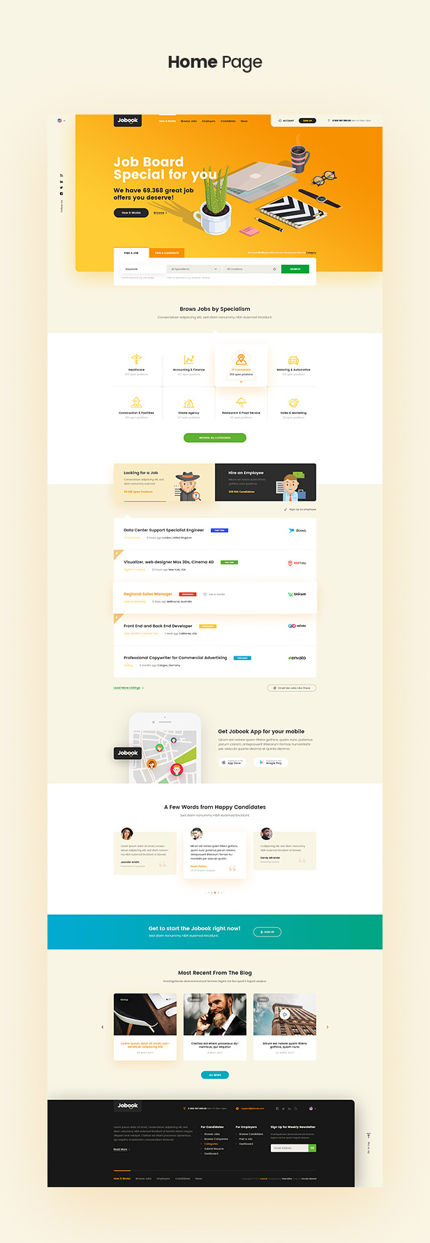 Jobook - A Unique Job Board Website PSD Template - 2