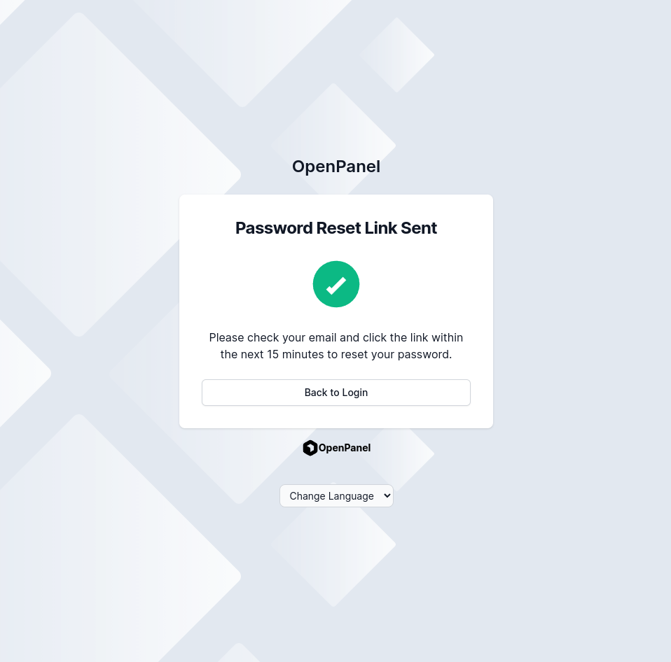 password reset sent