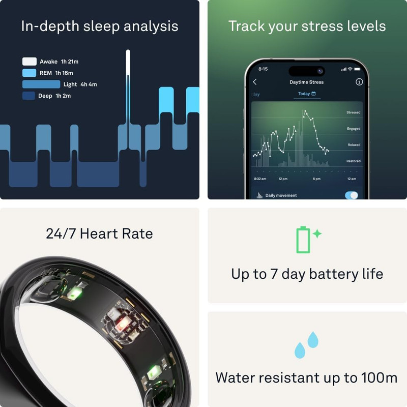 Oura Ring app showing stress levels and battery life