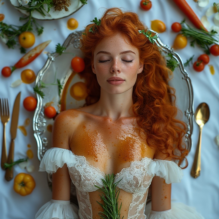 Garden wedding wom Redhair öled a dress 0 01