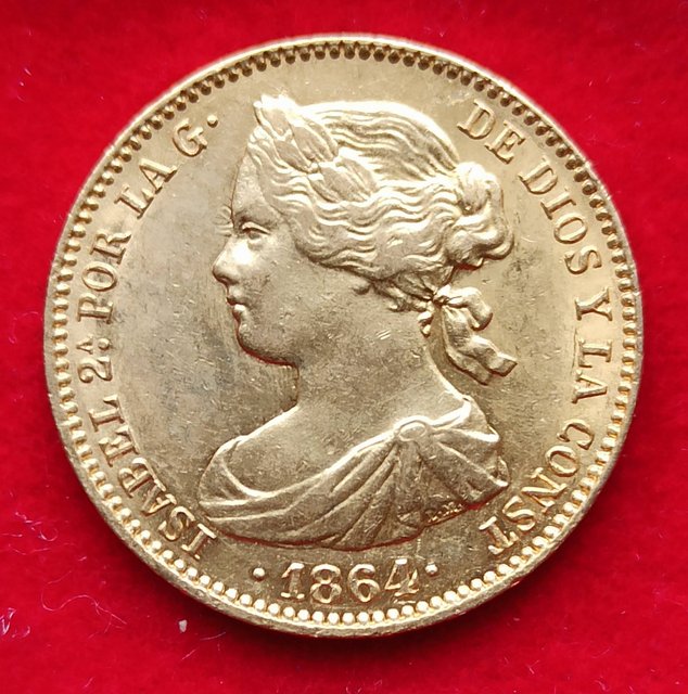 100 Reales de 1864. Isabel II. Madrid. 60