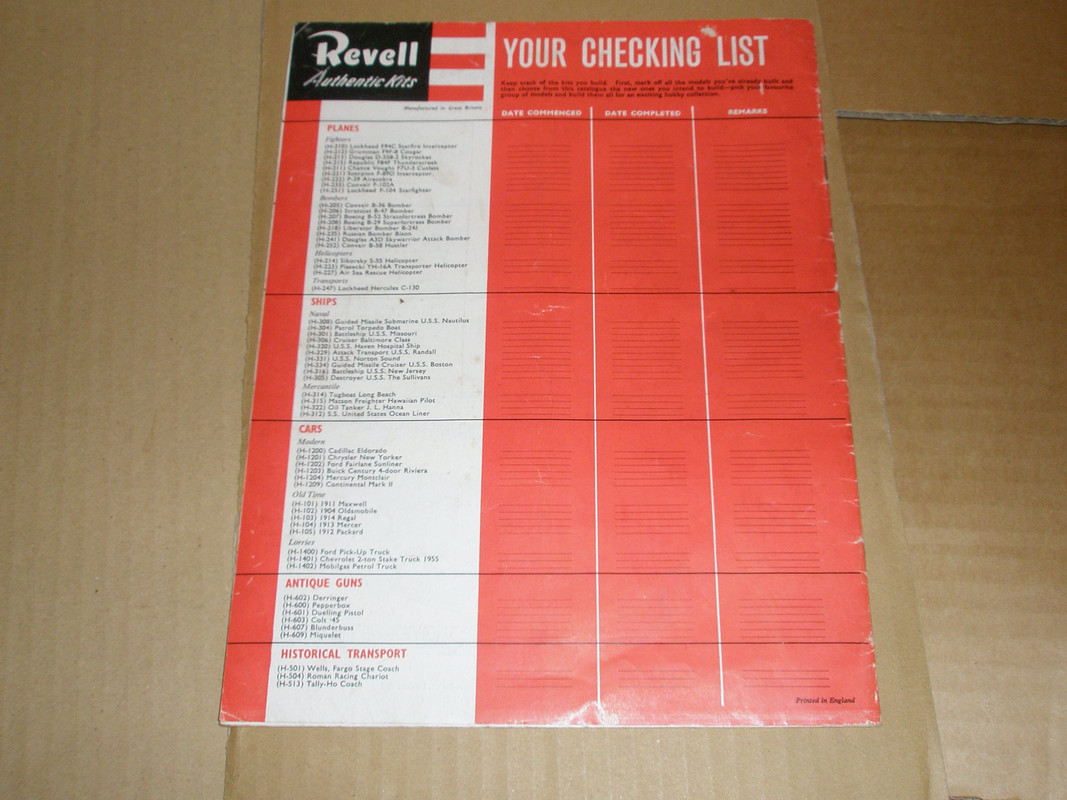 Revell 1958 catalogue back