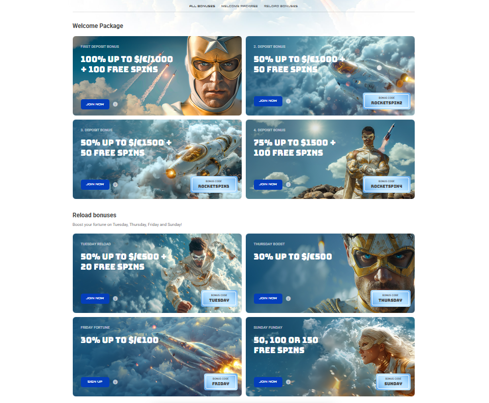 RocketSpin Casino Bonuses