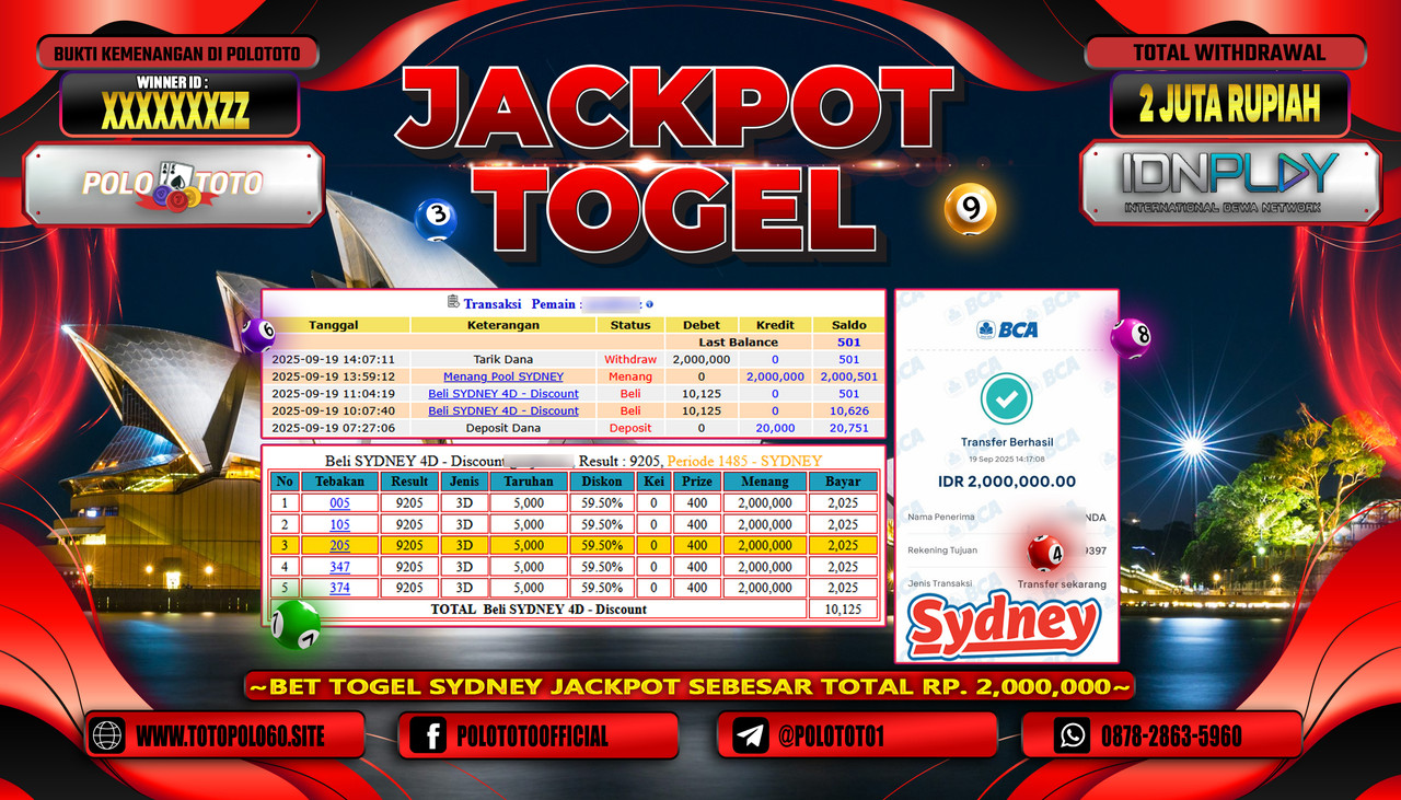 POLOTOTO JACKPOT TOGEL POOL SYDNEY Rp.2.000.000,- LUNAS