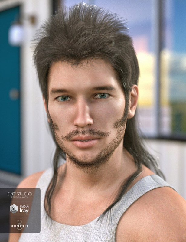 Bubba Mullet Hair for Genesis 3 and 8 Male(s) 