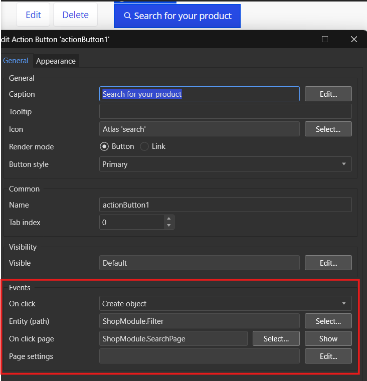 Homepage Button Setup