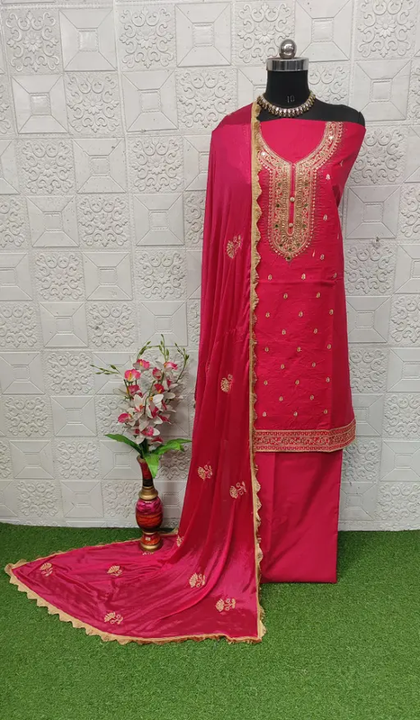Mahek Sehnaz Women's Pure Cotton Embroidery Suits Color Pink (R220)