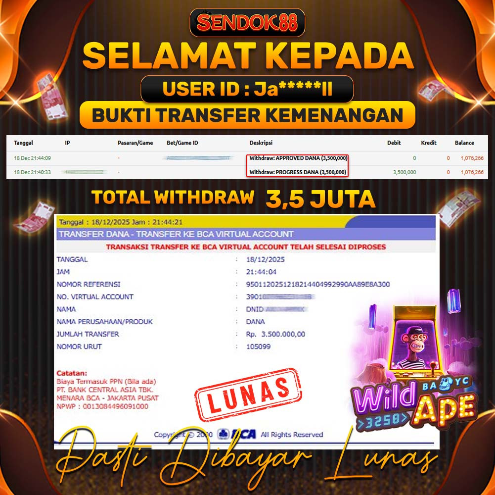 SENDOK88 JEPE! WILD APE Rp 3.500.000,- LUNAS!