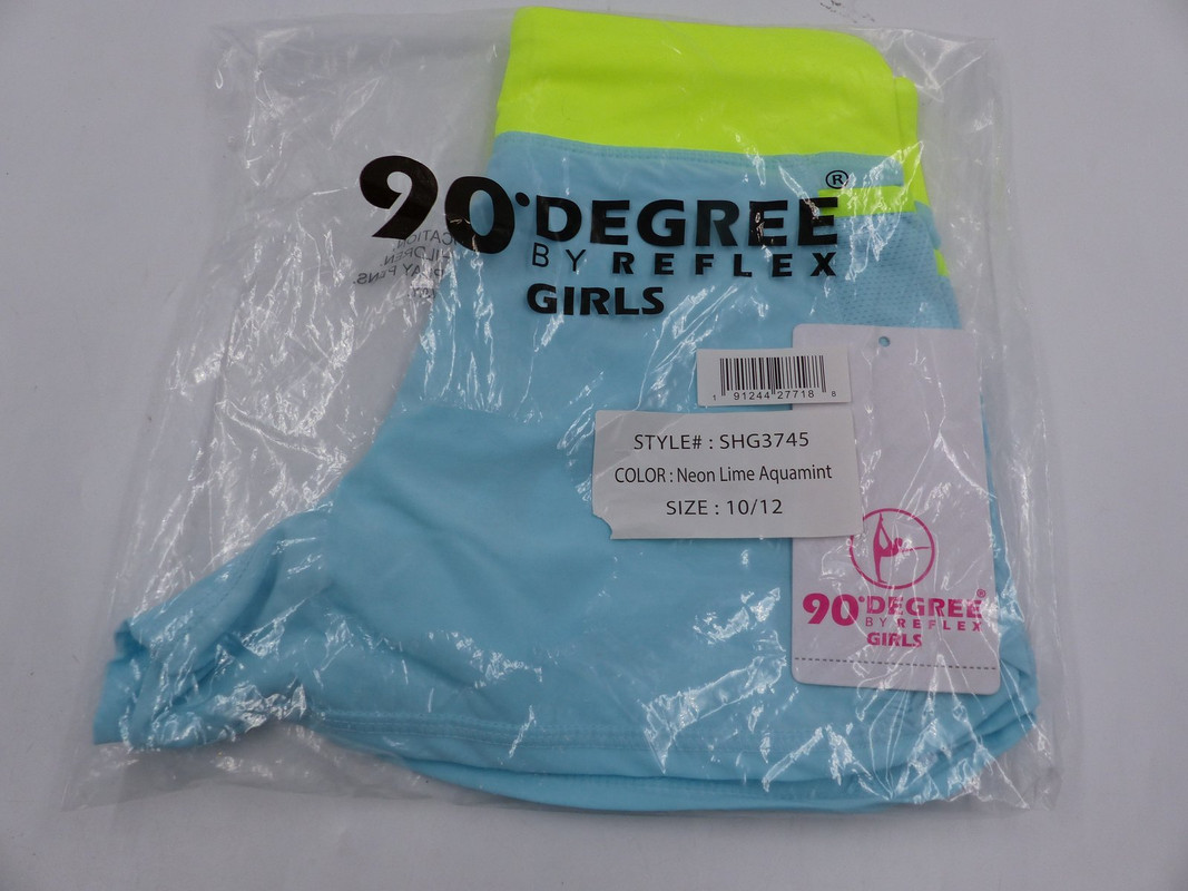 90 DEGREE BY REFLEX NEON LIME/LIGHT BLUE ATHLETIC SHORTS WMS 10/12 SHG3745