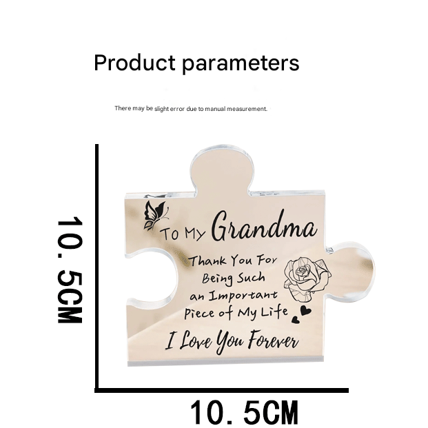 Interlocking Puzzle-Shaped Desktop Decor – 10.5cm Square Display Piece for Home or Gifting(Grandma)