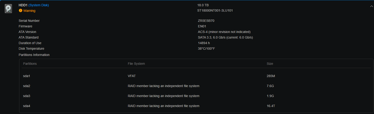 HDD1 warning