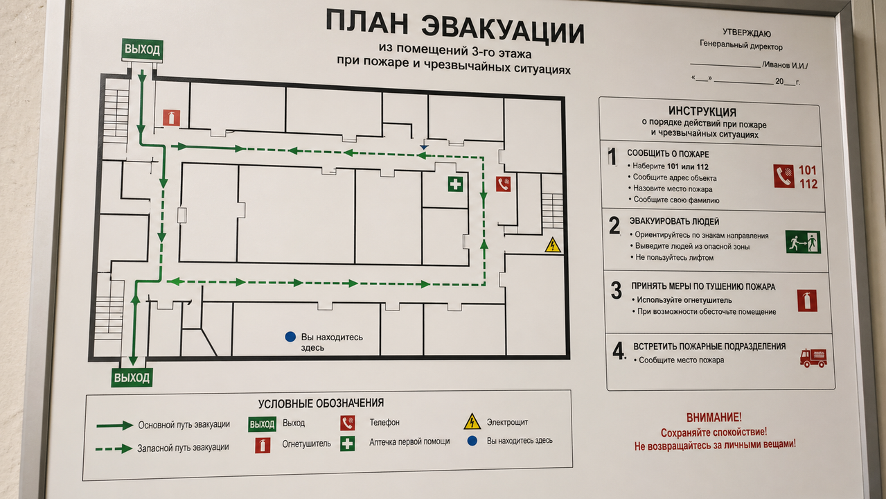 План эвакуации: штука, которую вешают «для галочки», но которая может спасти жизнь