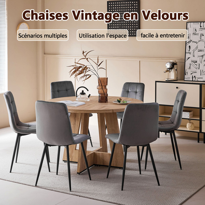 Ensemble de 4 chaises en velours hollandais