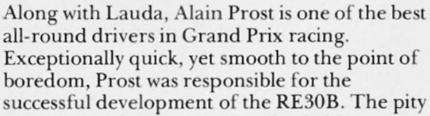 Prost Driving Style (Autocourse 1982)