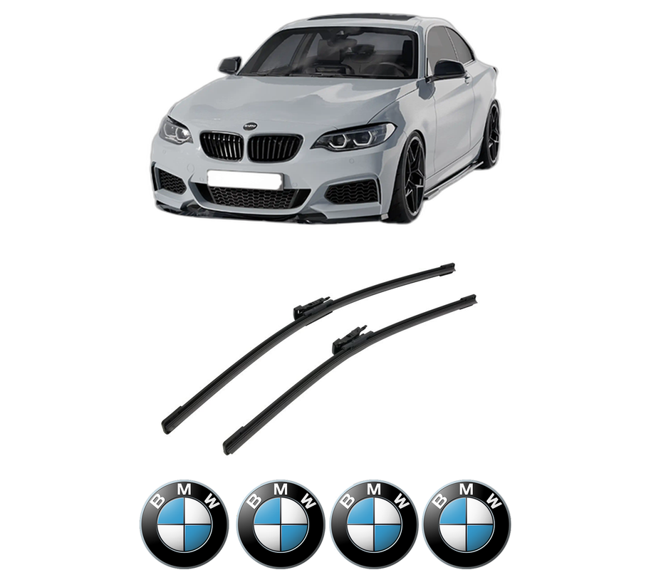 Set stergatoare auto BMW Seria 2 Coupe (F22, F87) din 2012-2021, pentru parbriz auto, 2 bucati, Bosch Aerotwin, din cauciuc siliconat rezistent, 4 Stickere Auto BMW Seria