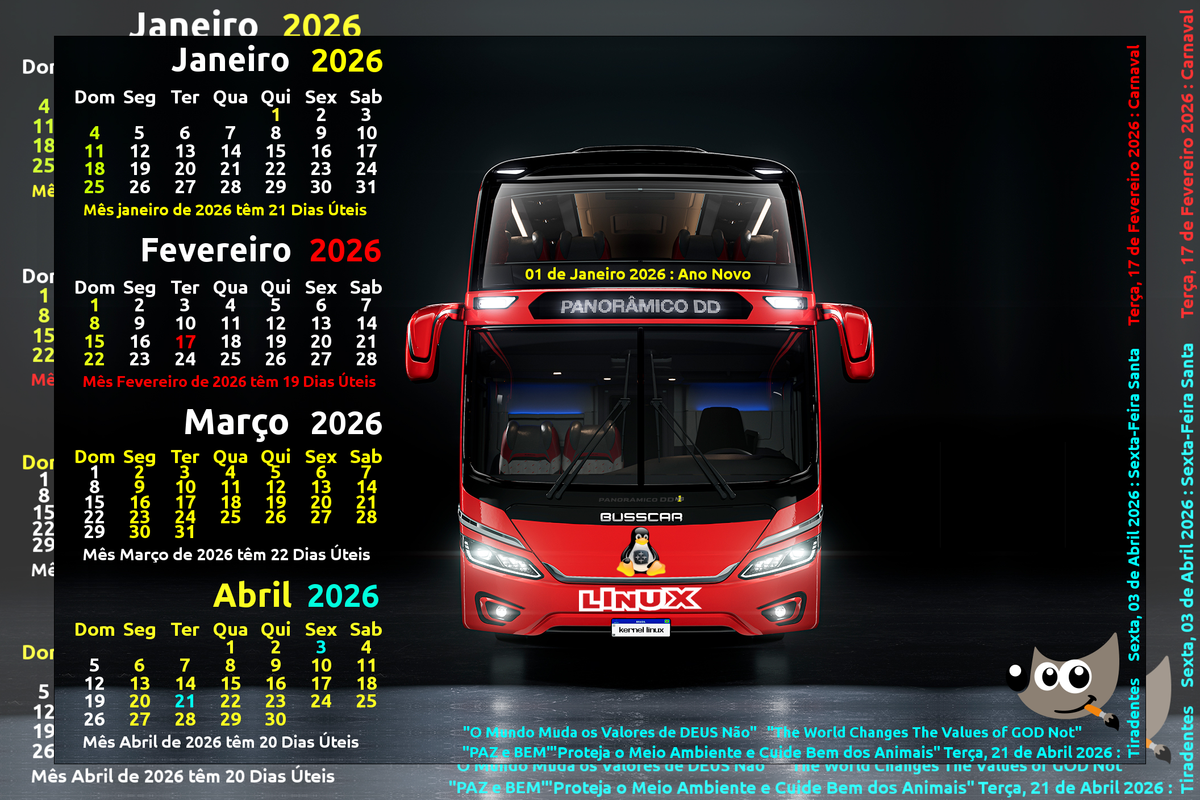 Busscar DD Panoramico NB1 Frontal Calendarios JFMA 2026 Extra Self Bordered Image Magick LINUX 000