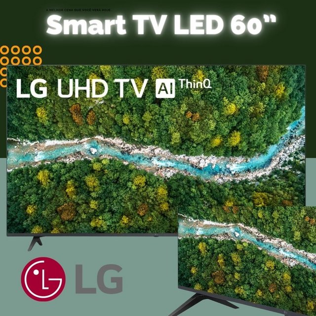 Smart TV LED 60” LG 60UP7750 4K UHD Wi-Fi Bluetooth HDR Inteligência Artificial Thinq Smart Magic Google Alexa