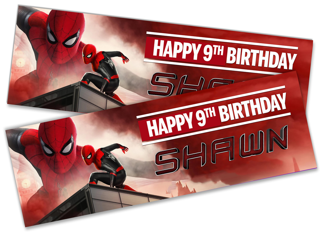 X2 Personalised Birthday Banner Spiderman Children Party