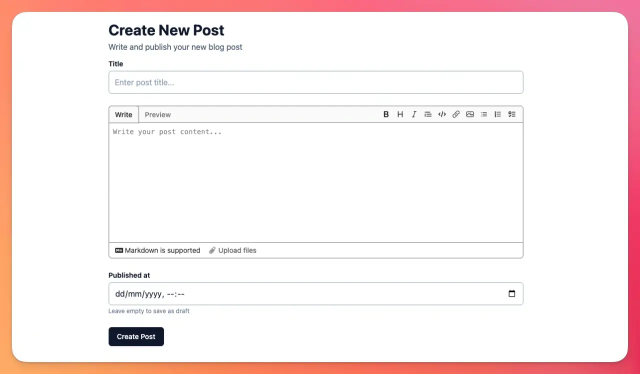 Post scaffold with Markdown field