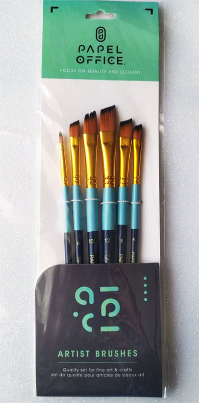 Set Pincel angular punta quemada para arte y manualidades x6pz