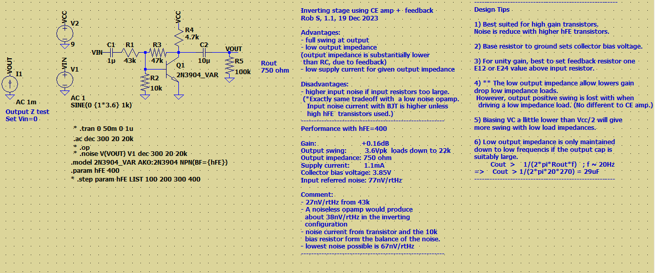 Inverting CE stage - V1.1 - basic