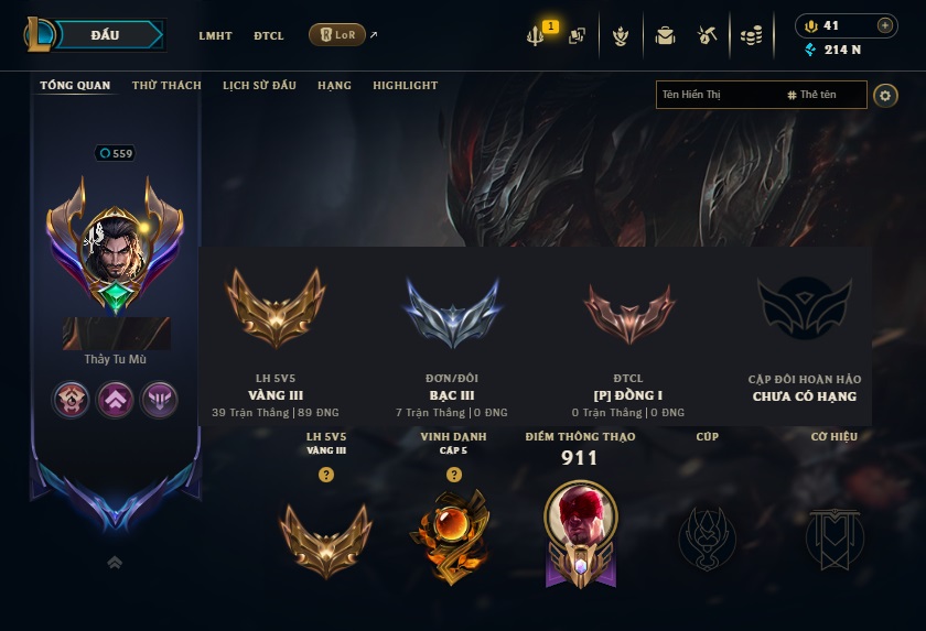 Acc LMHT # - Khung Bạc