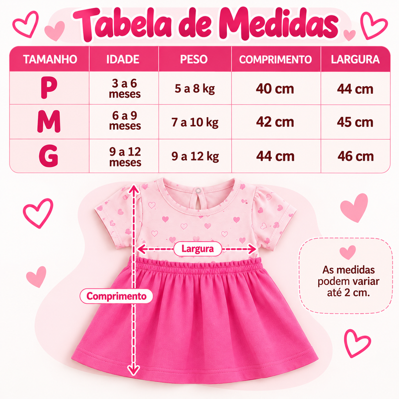 Tabela de Medidas do Vestido Infantil
