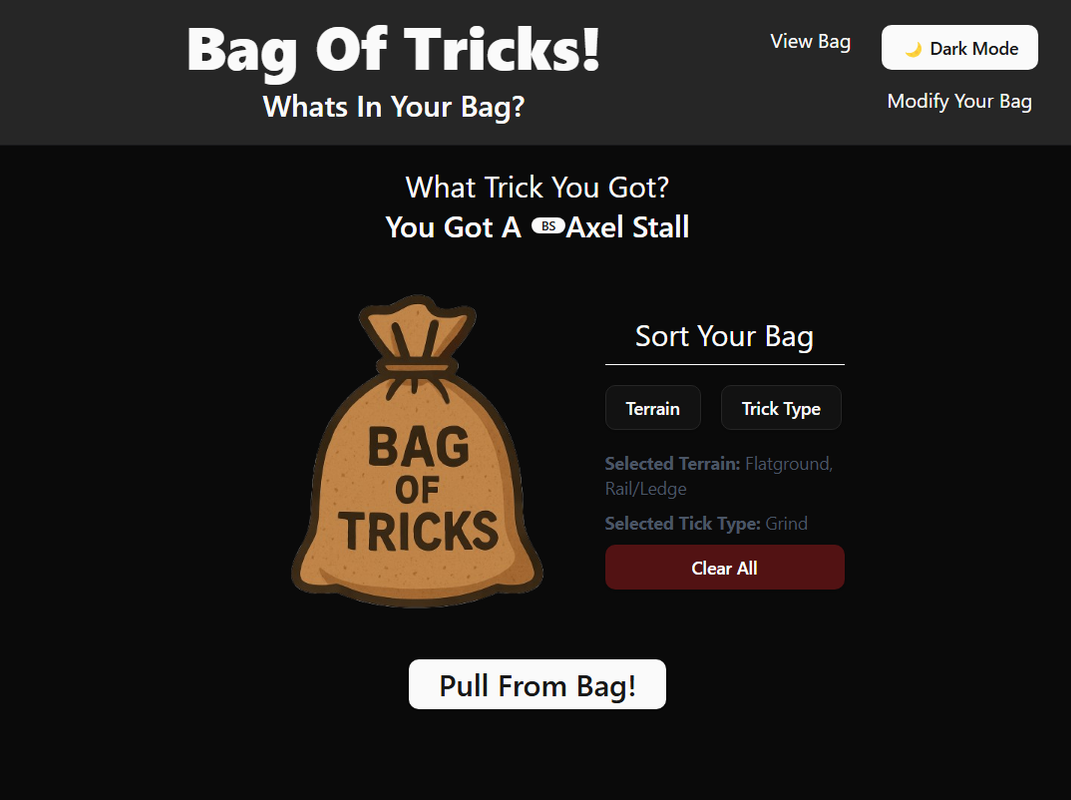 Bag Of Tricks - Landing - Dark Mode