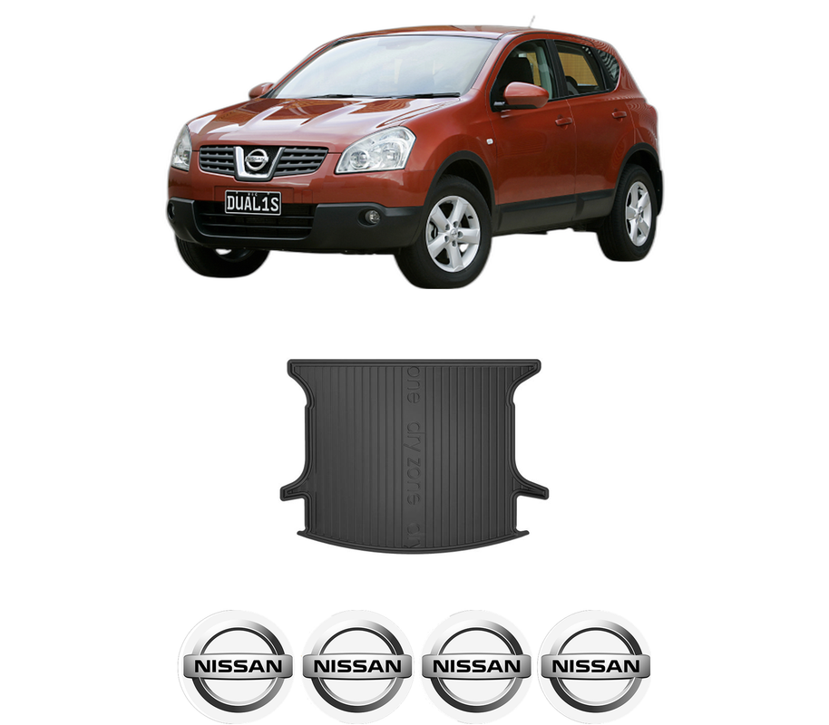 Tavita Portbagaj NISSAN QASHQAI I (J10, NJ10) din 2006-2014, Protectie Portbagaj Auto, 4x Stickere auto cu NISSAN