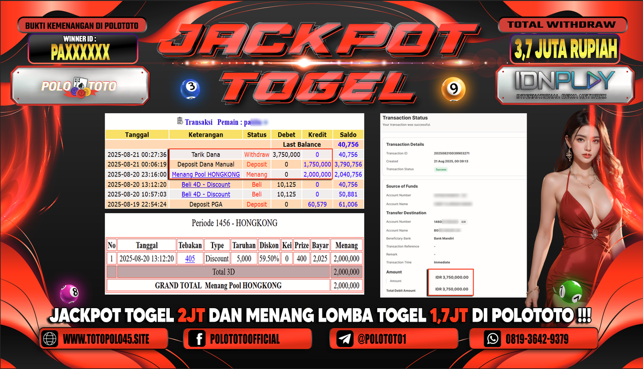 POLOTOTO JACKPOT TOGEL HONGKONG LOTTO Rp.3.750.000,-
